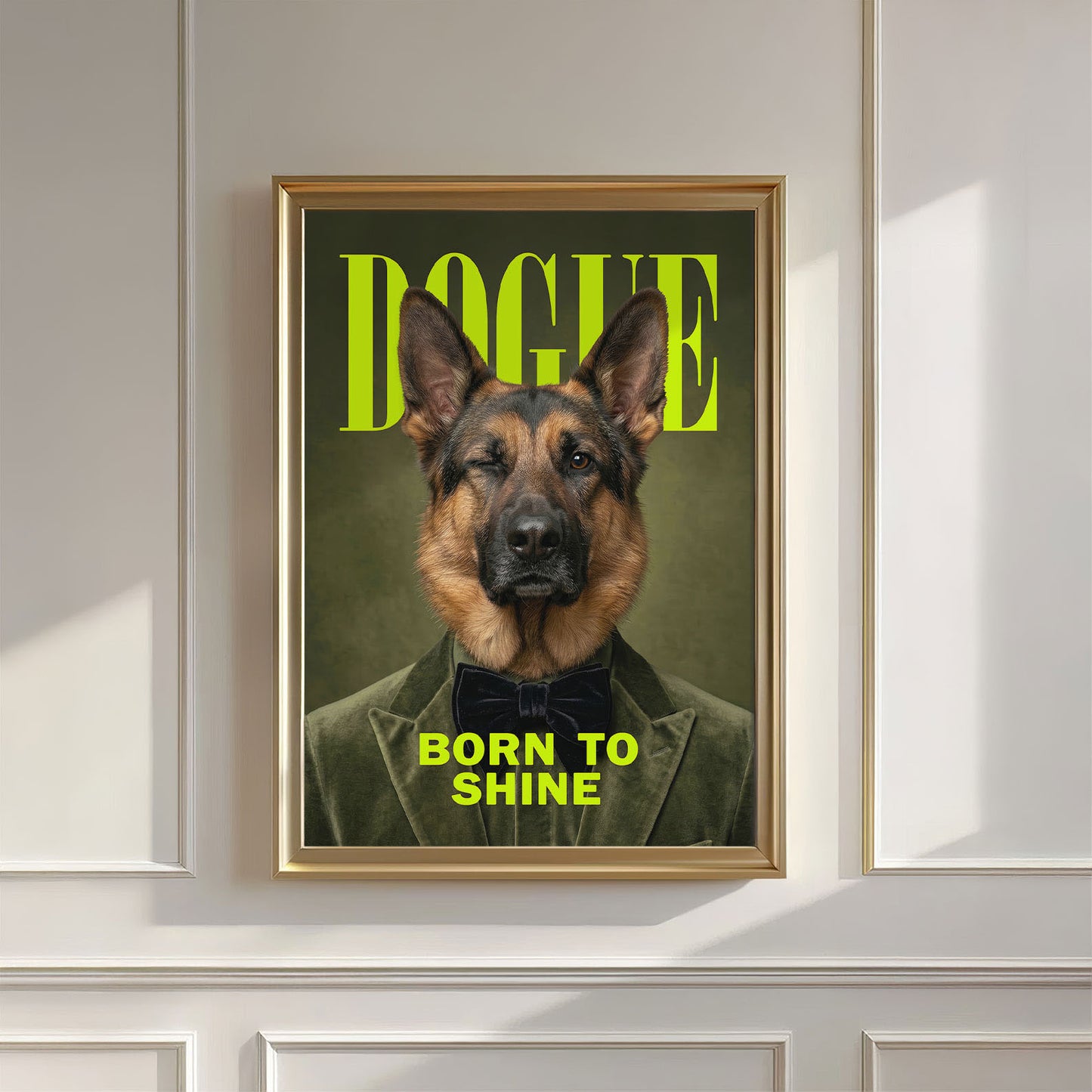 Fashion German Shepherd, Vertical, Wall Art