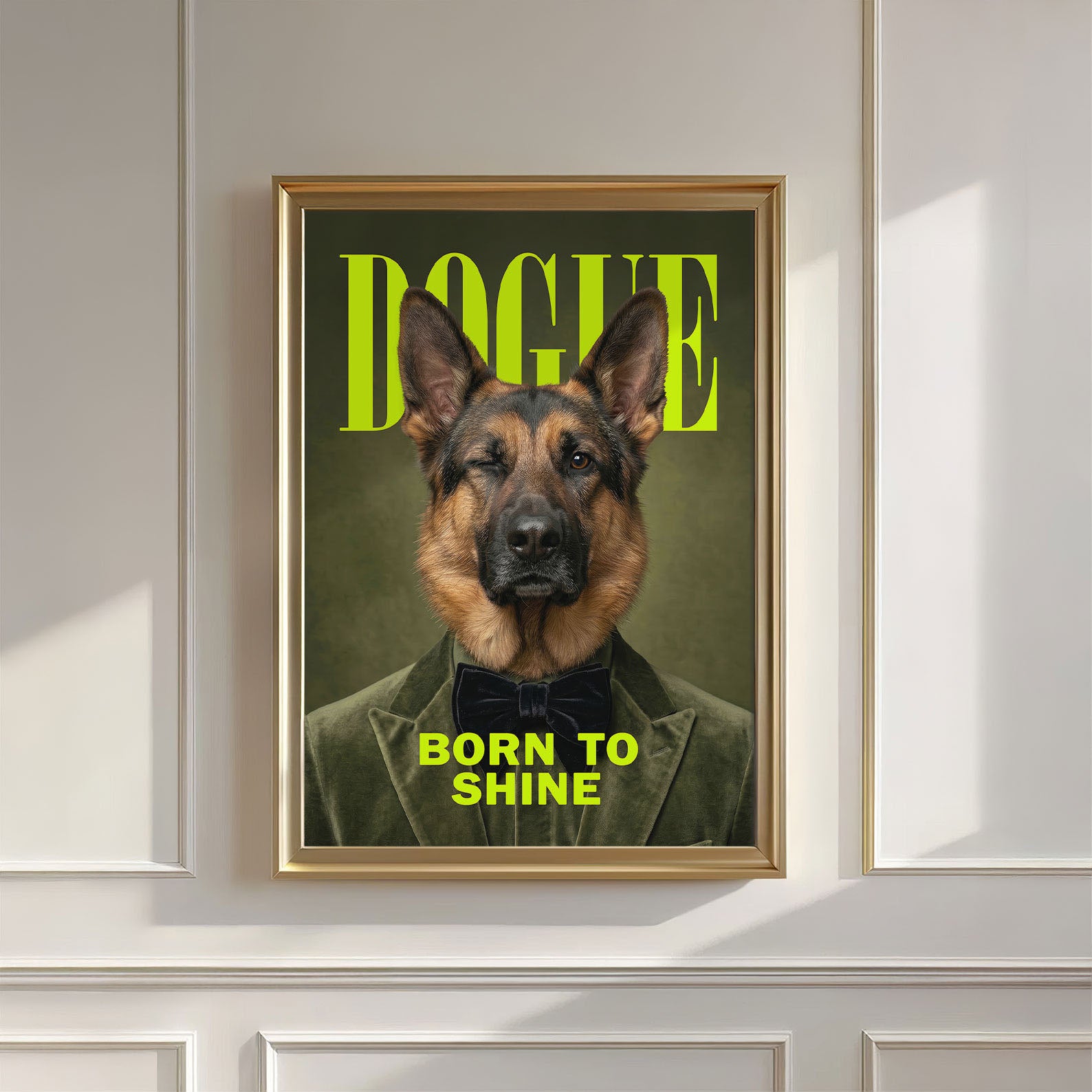 Fashion German Shepherd, Vertical, Wall Art