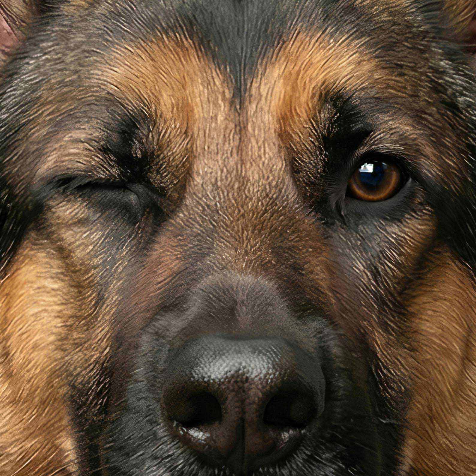 Extreme Close Up Detail Of Fashion German Shepherd