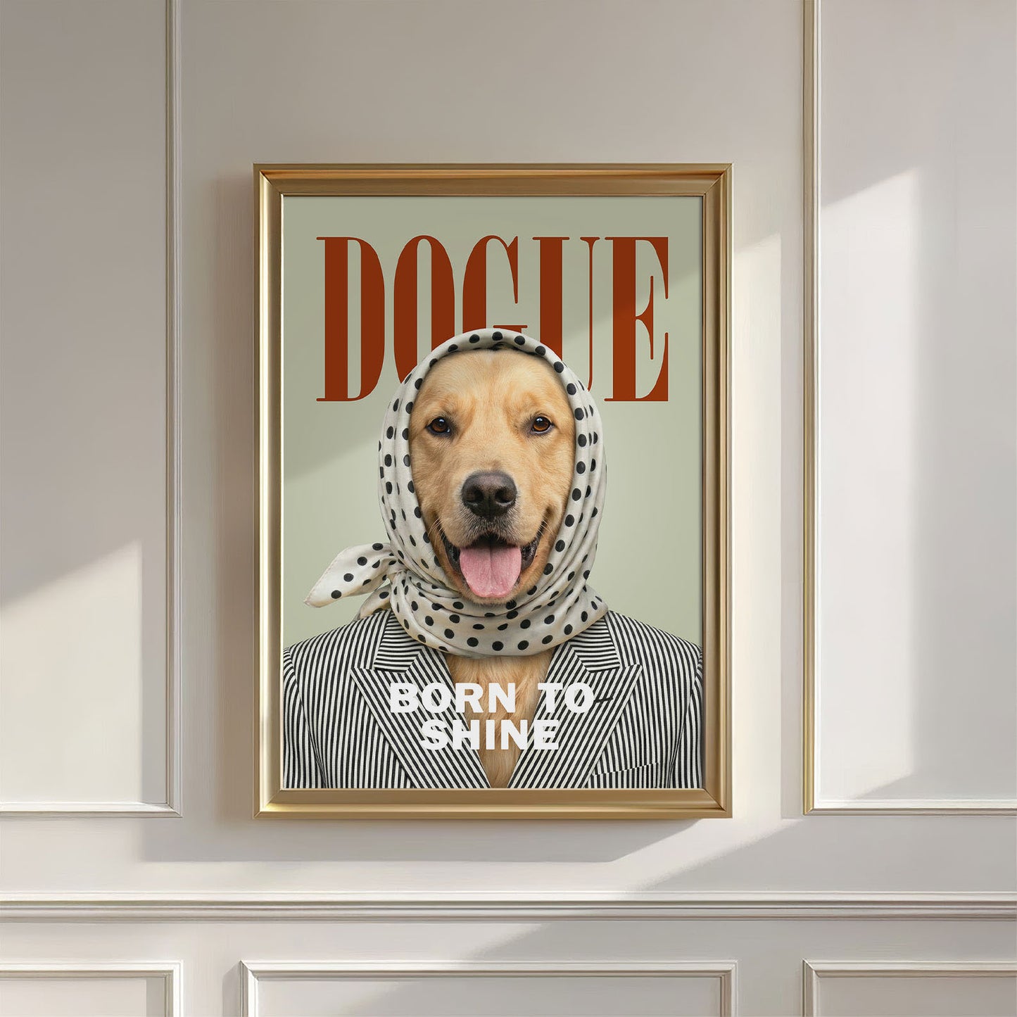 Fashion Golden Retriever I, Vertical, Wall Art