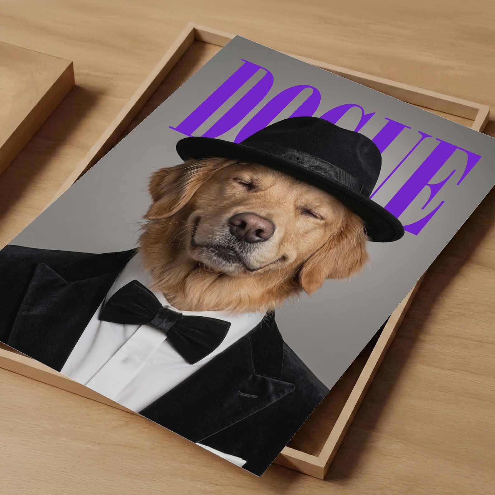 Fashion Golden Retriever N, Vertical, Art Print