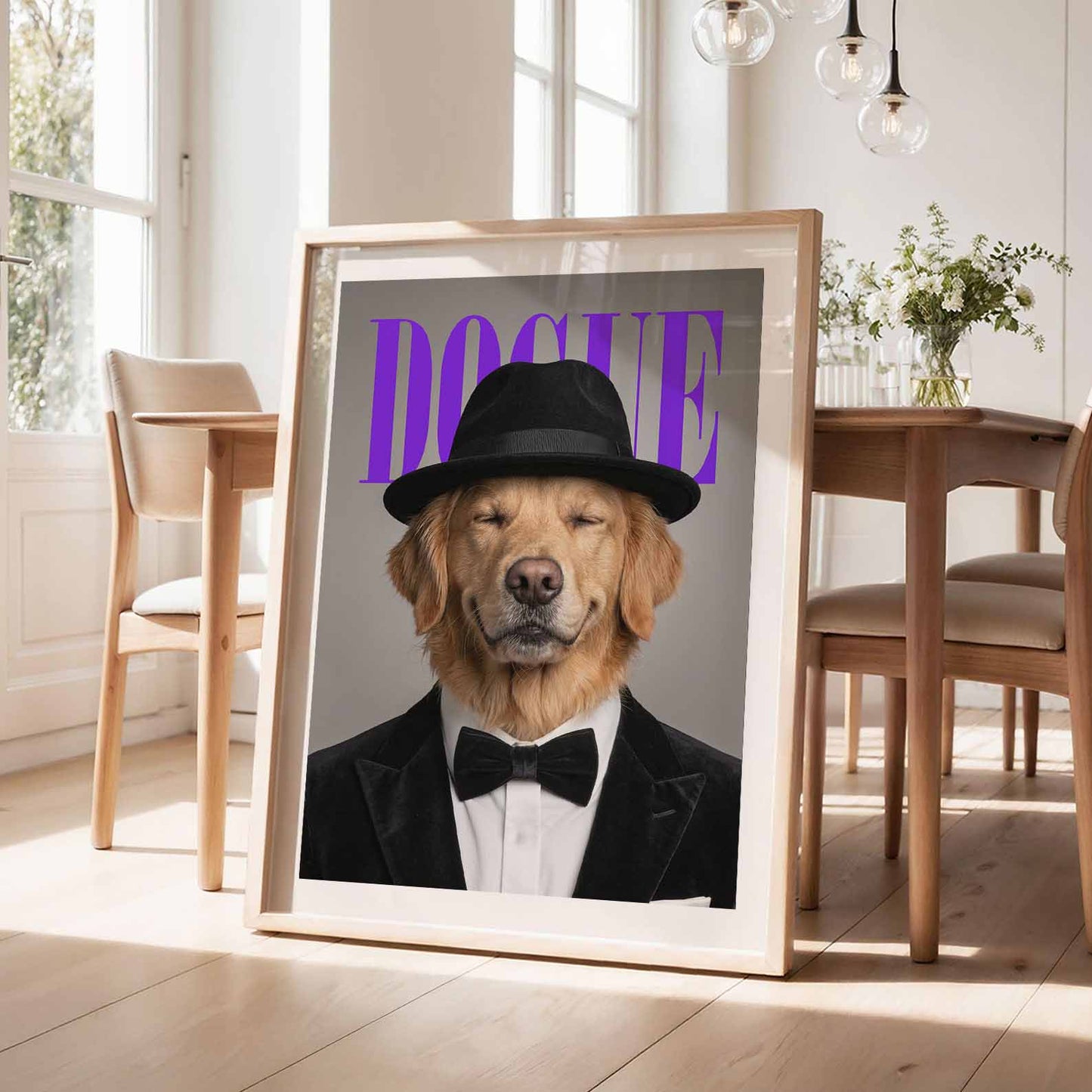 Fashion Golden Retriever N, Vertical, Framed Art