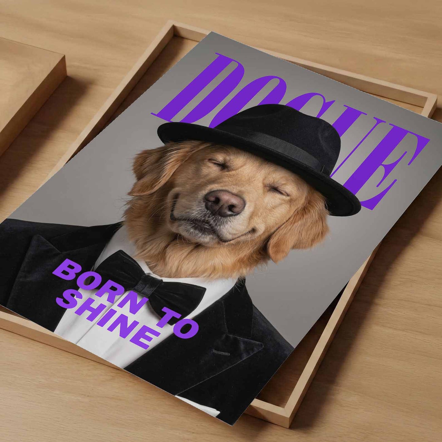 Fashion Golden Retriever, Vertical, Art Print