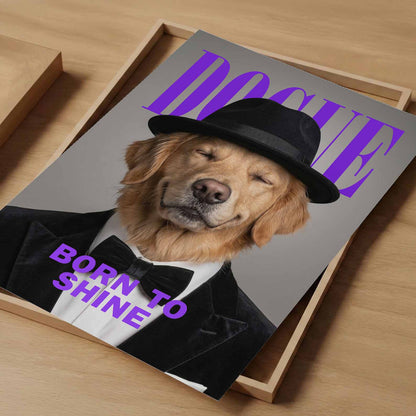 Fashion Golden Retriever, Vertical, Art Print