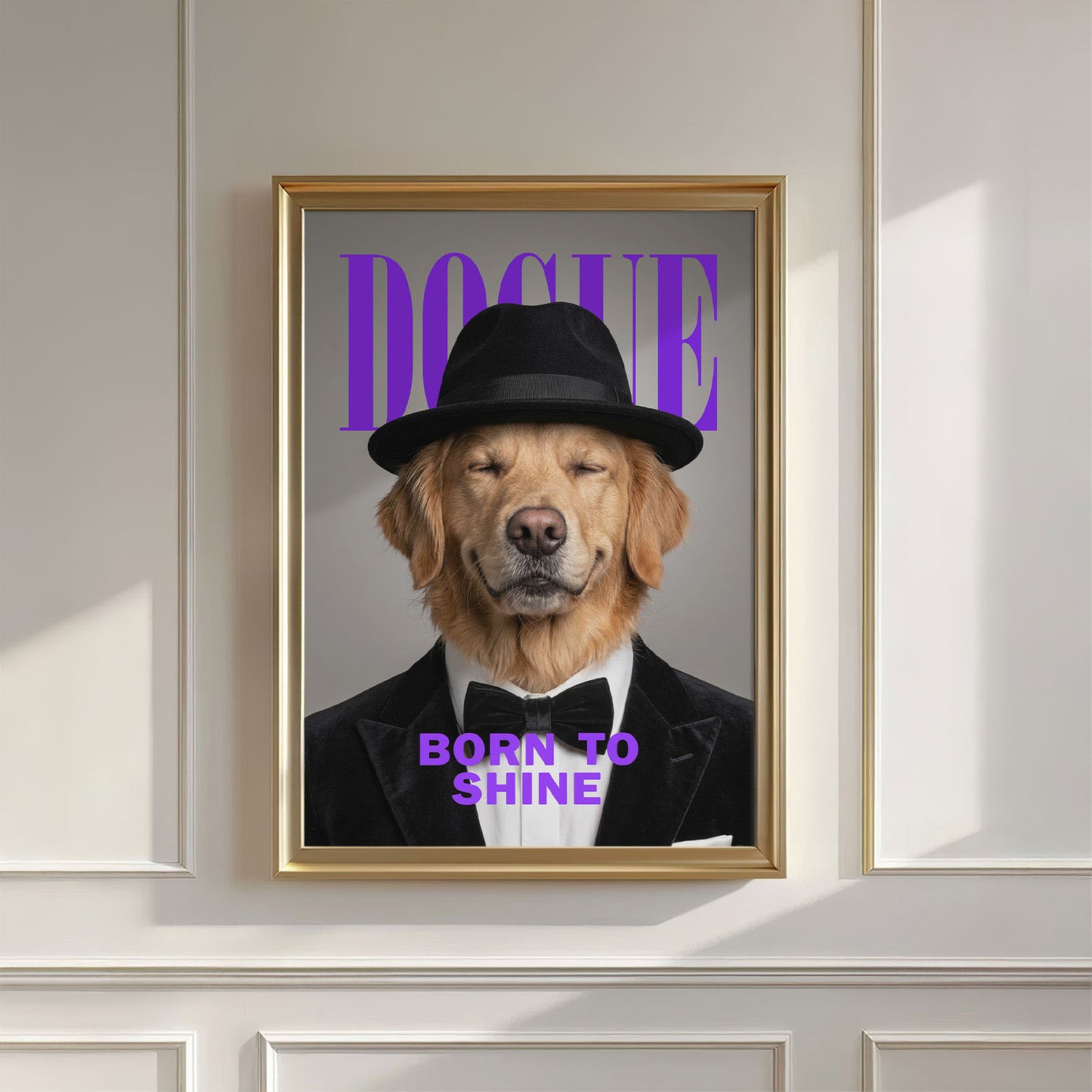 Fashion Golden Retriever, Vertical, Wall Art