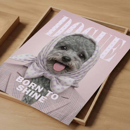 Fashion Grey Poodle, Vertical, Art Print