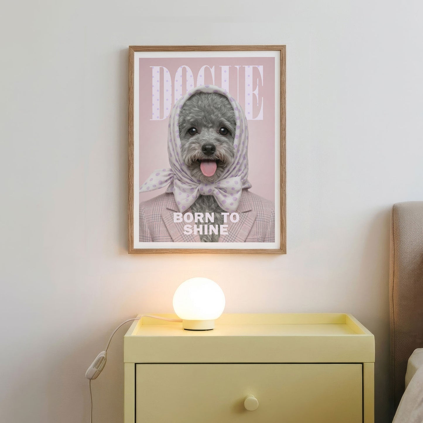 Fashion Grey Poodle, Vertical, Framed Art