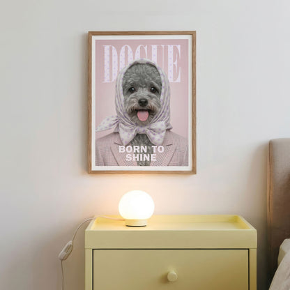 Fashion Grey Poodle, Vertical, Framed Art