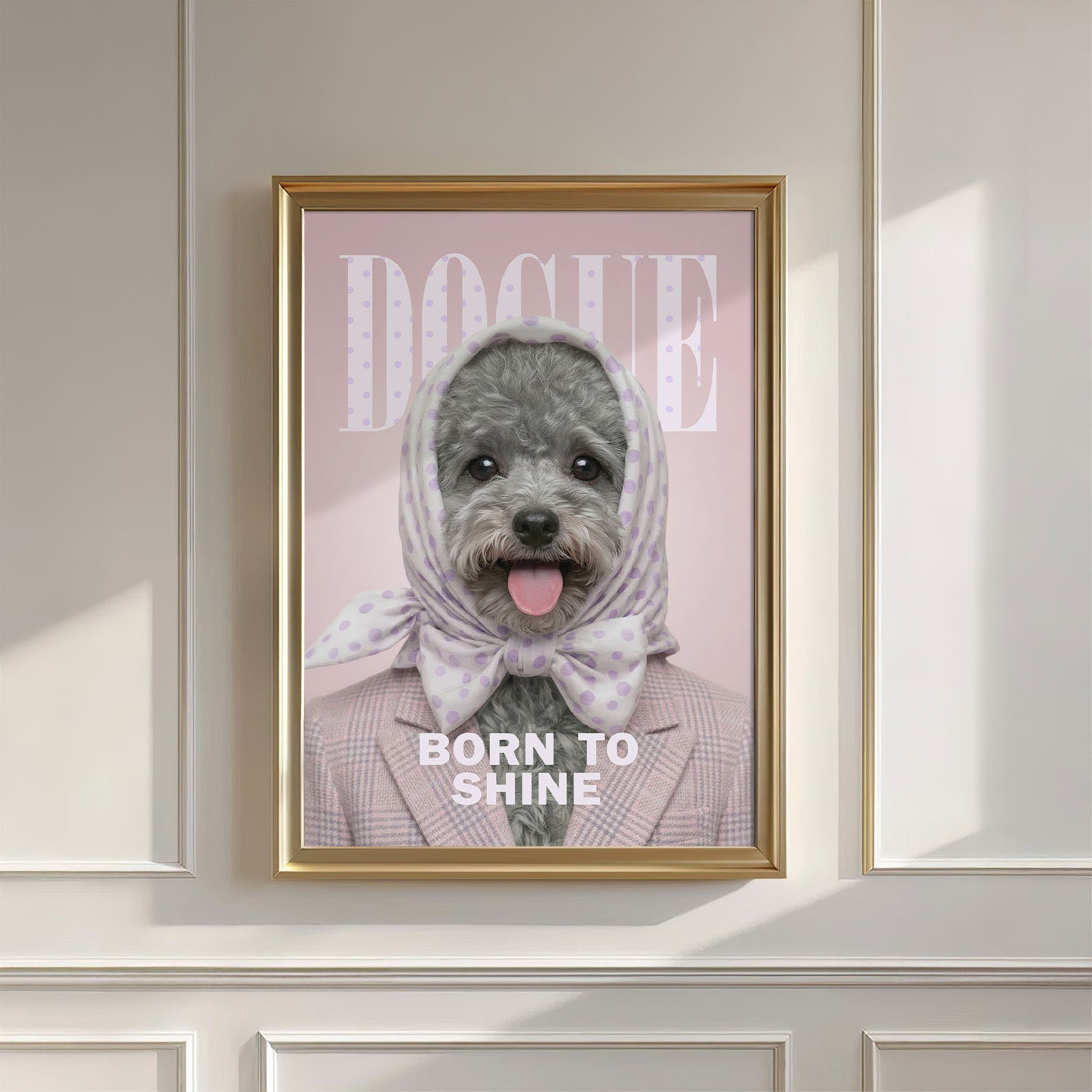 Fashion Grey Poodle, Vertical, Wall Art