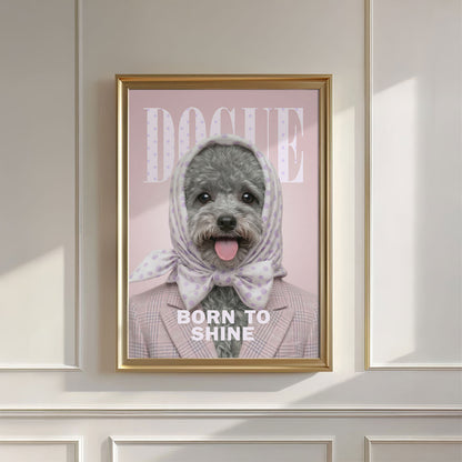 Fashion Grey Poodle, Vertical, Wall Art