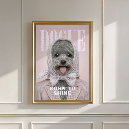 Fashion Grey Poodle, Vertical, Wall Art