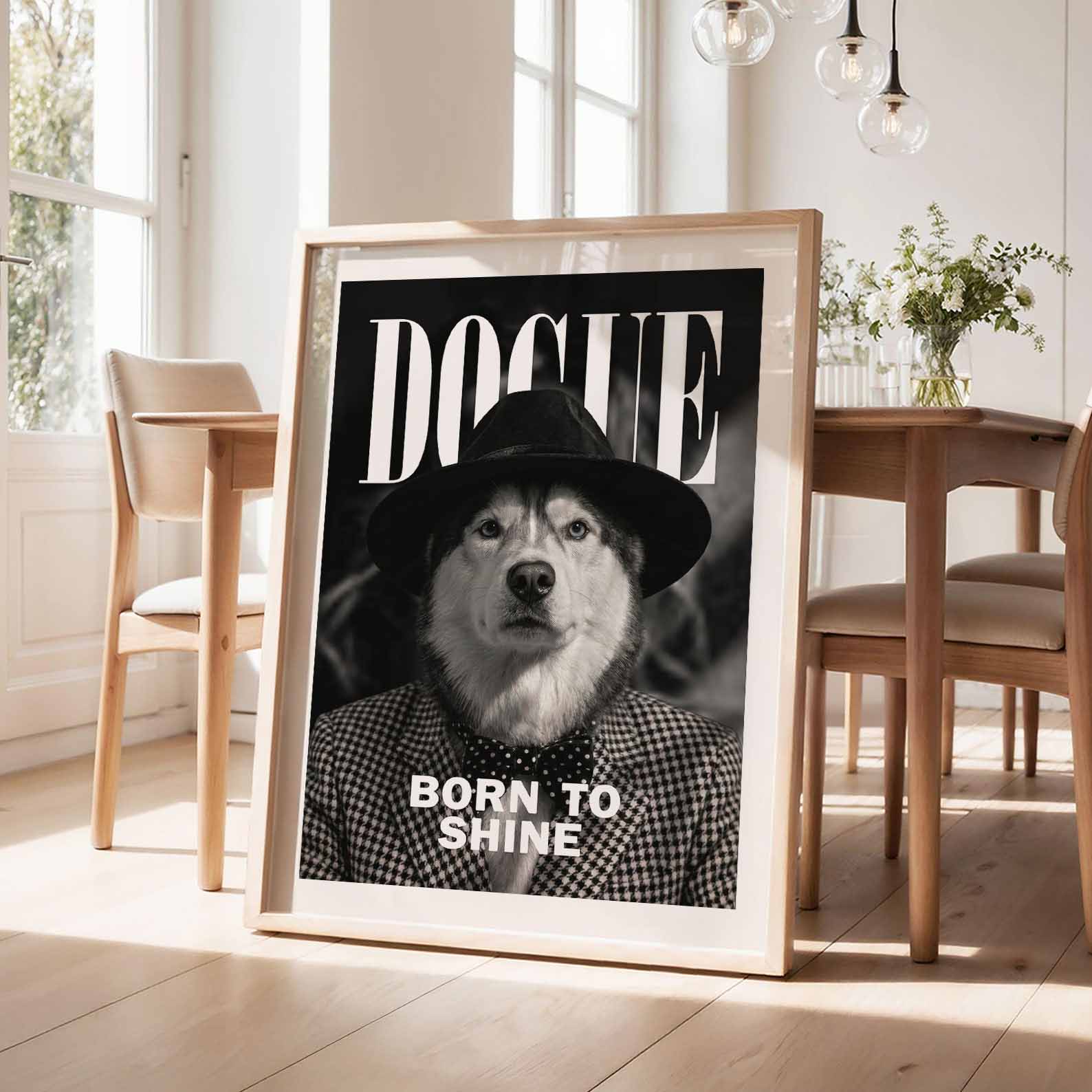 Fashion Husky, Vertical, Framed Art