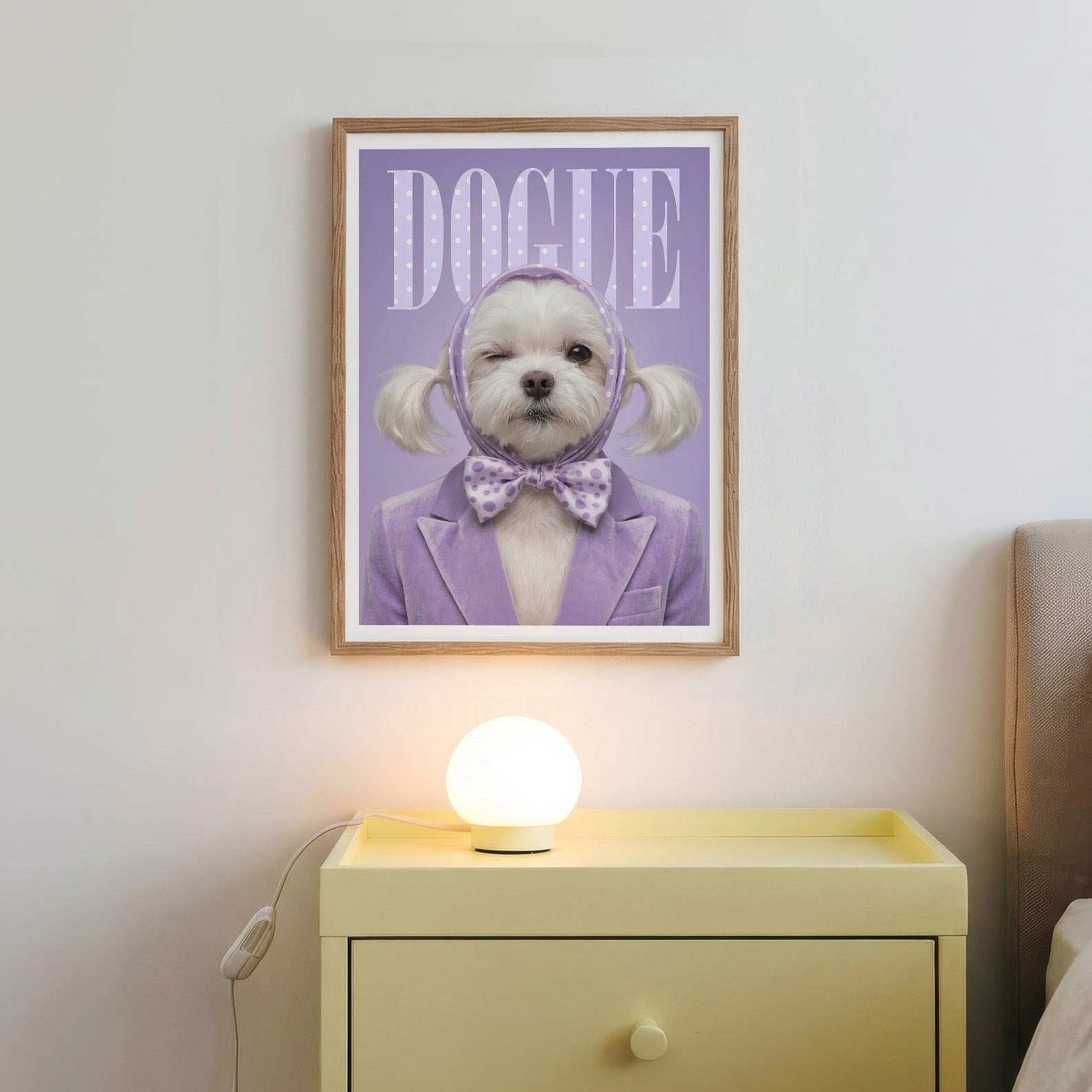 Fashion Maltese N, Vertical, Framed Art