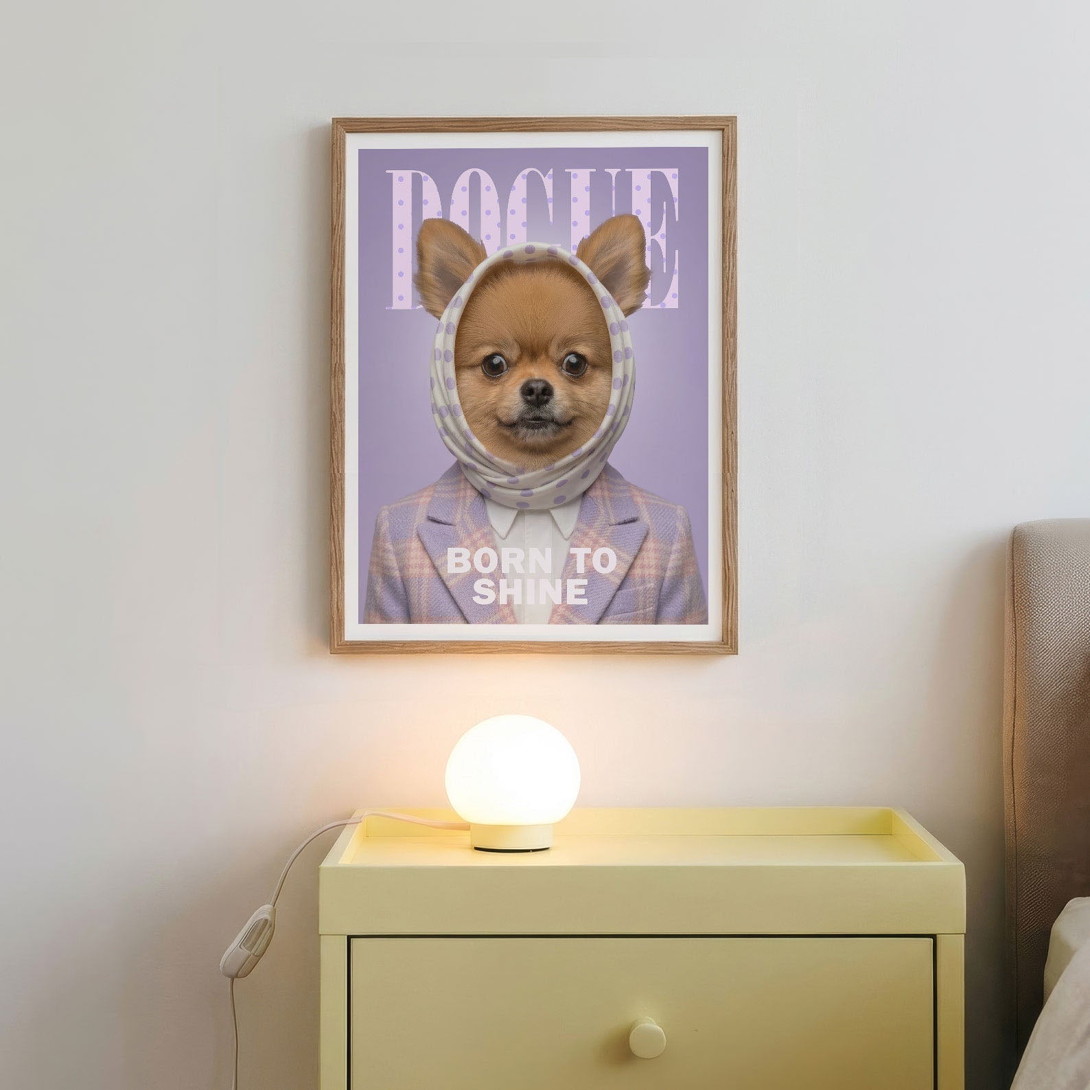 Fashion Pomeranian, Vertical, Framed Art