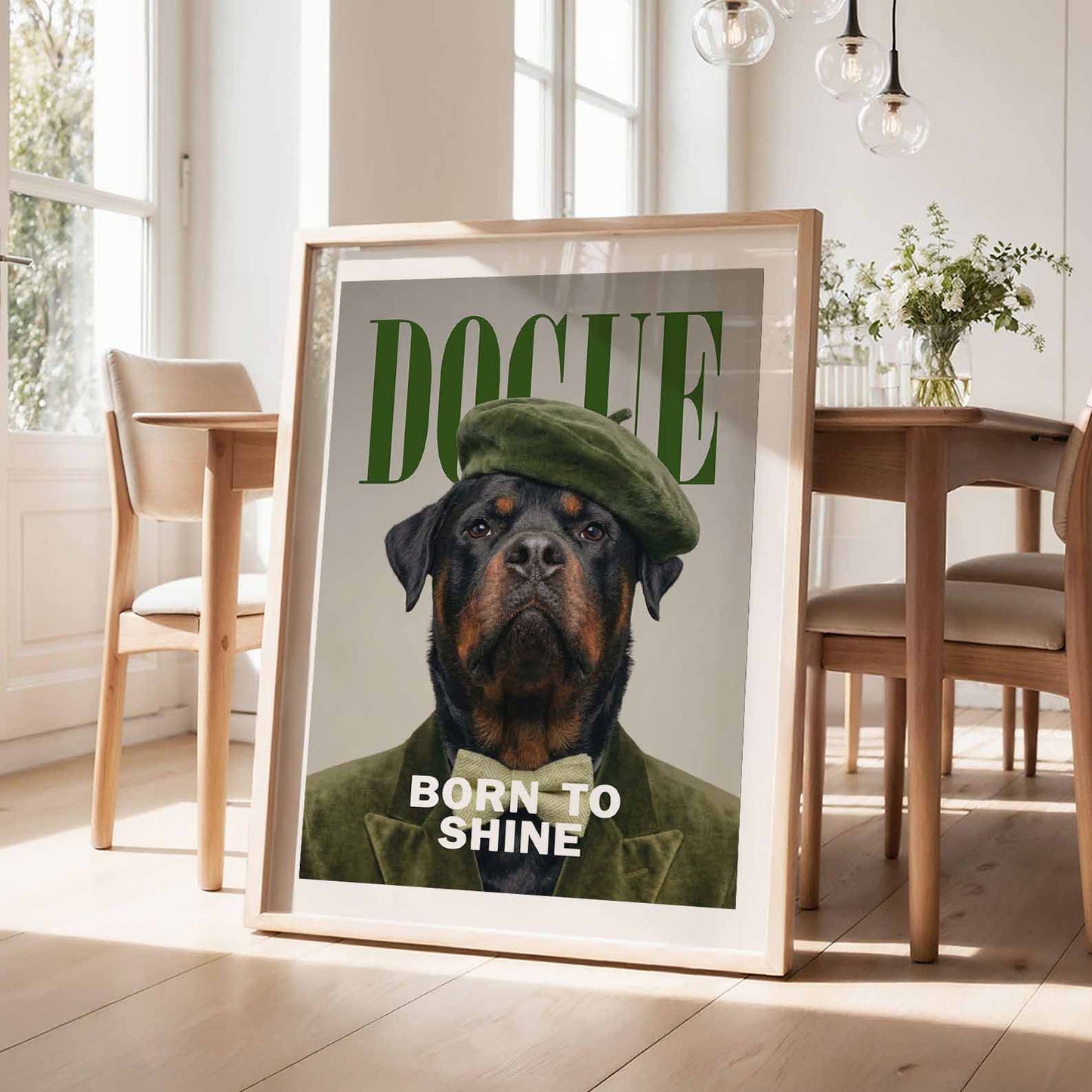 Fashion Rottweiler, Vertical, Framed Art