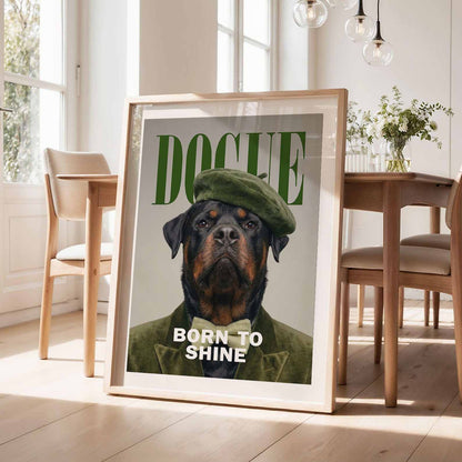 Fashion Rottweiler, Vertical, Framed Art