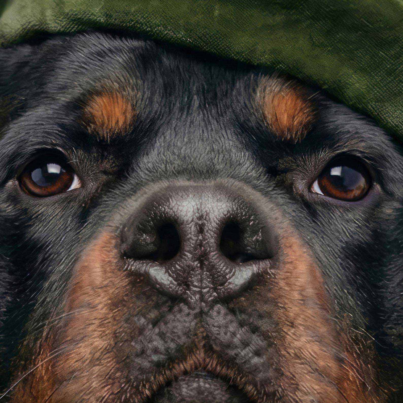Extreme Close Up Detail Of Fashion Rottweiler