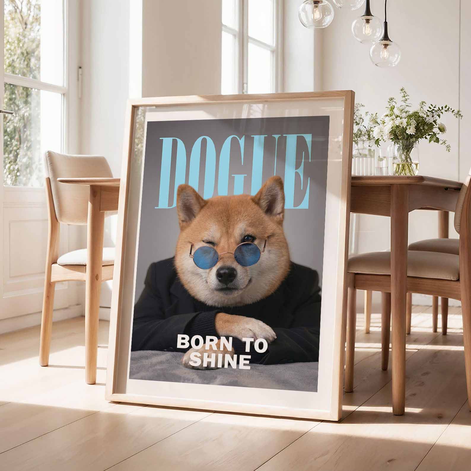 Fashion Shiba Inu, Vertical, Framed Art