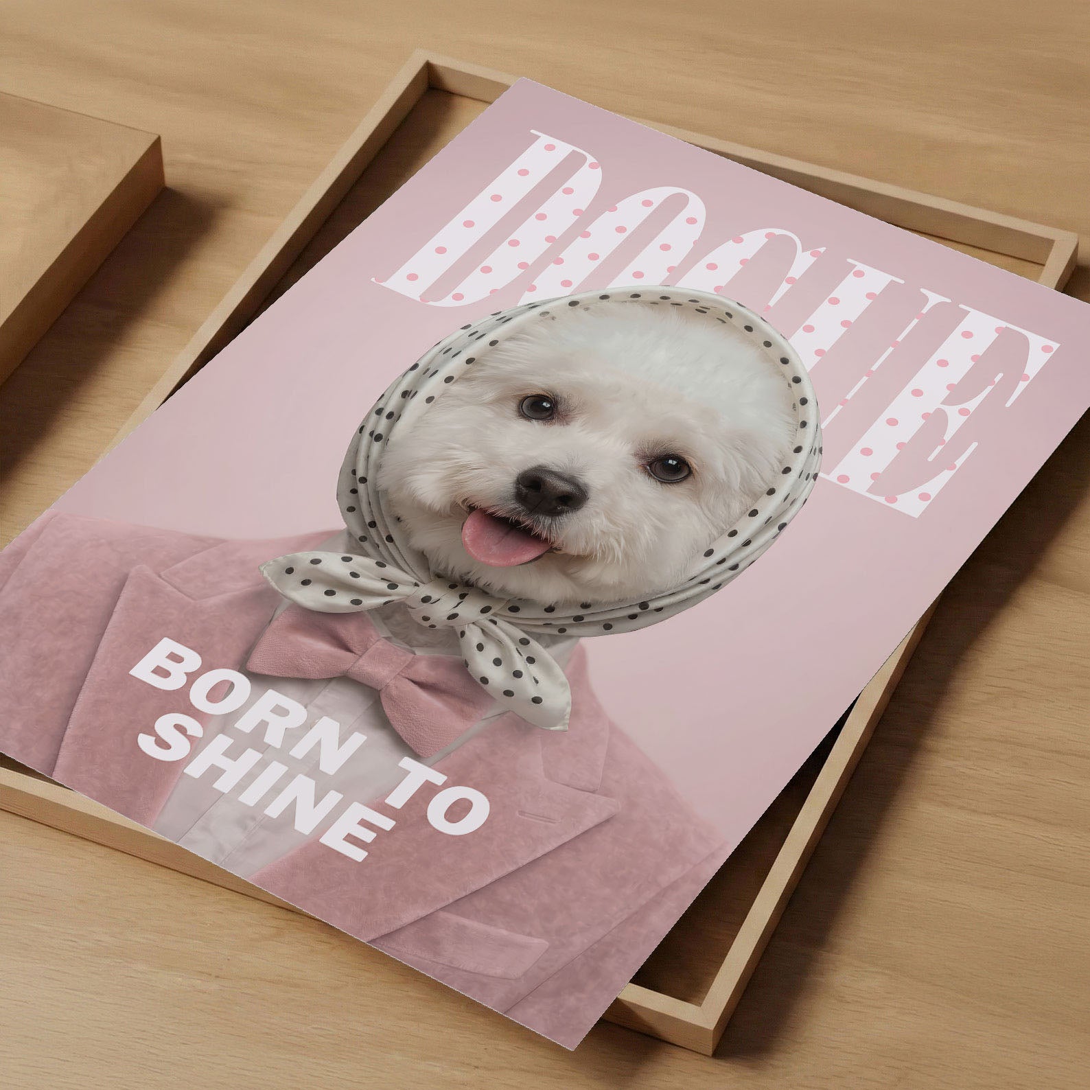 Fashion White Poodle, Vertical, Art Print
