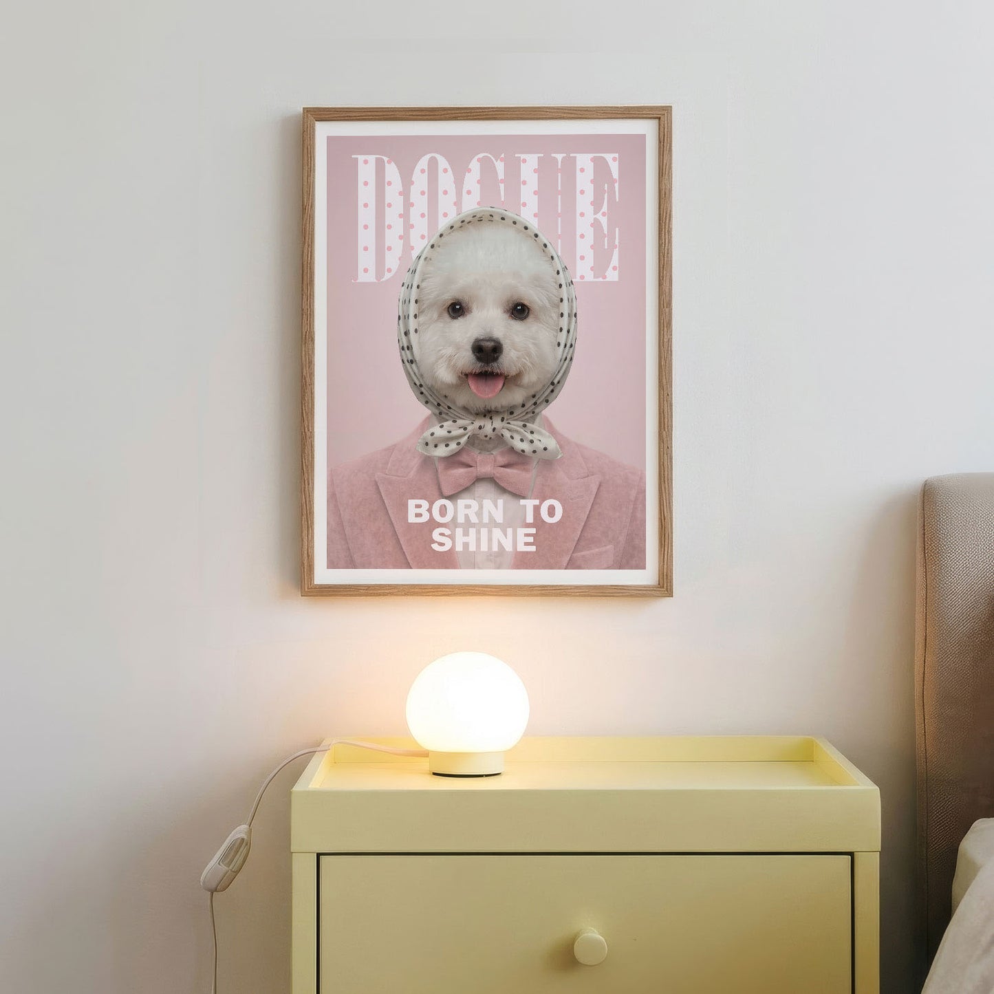 Fashion White Poodle, Vertical, Framed Art