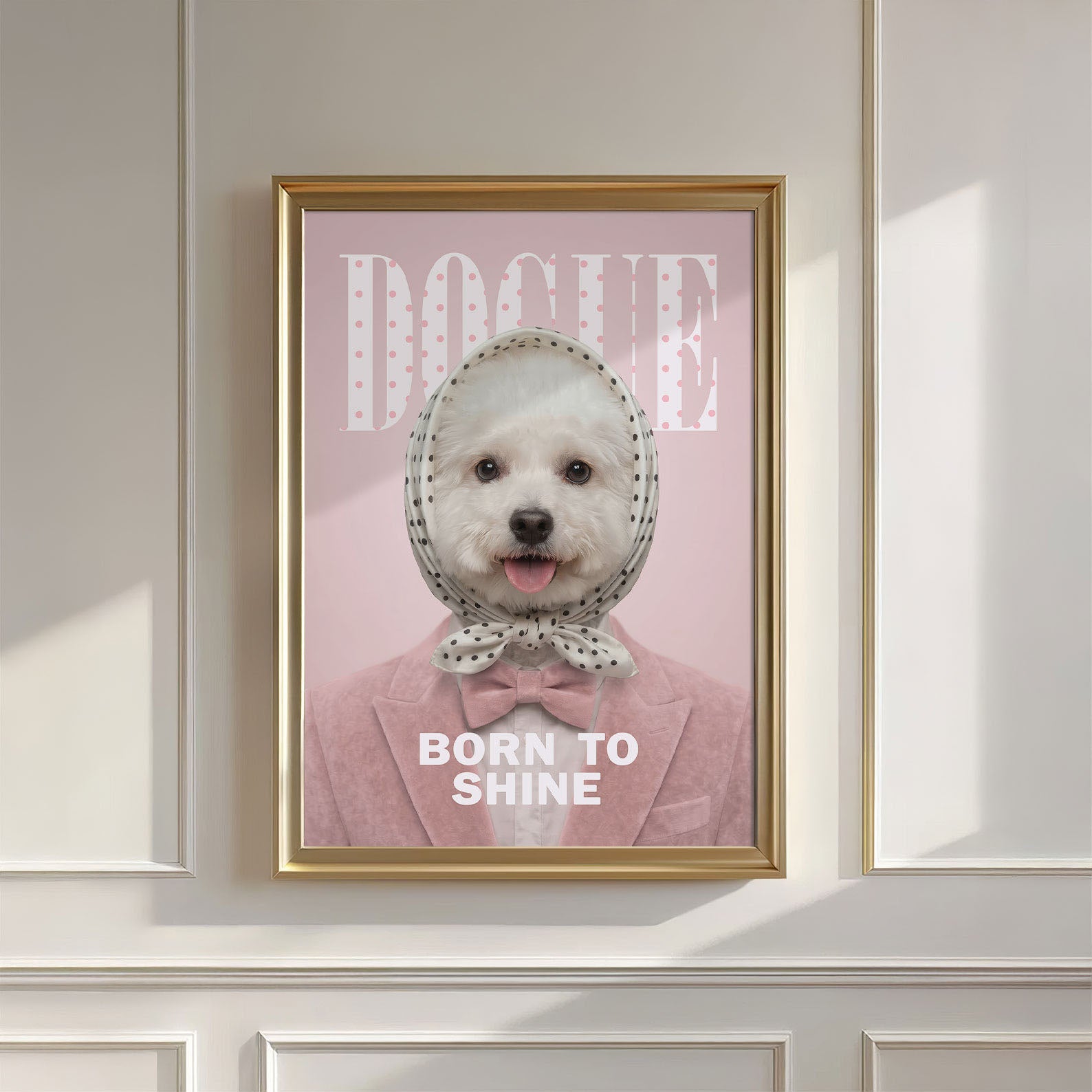 Fashion White Poodle, Vertical, Wall Art