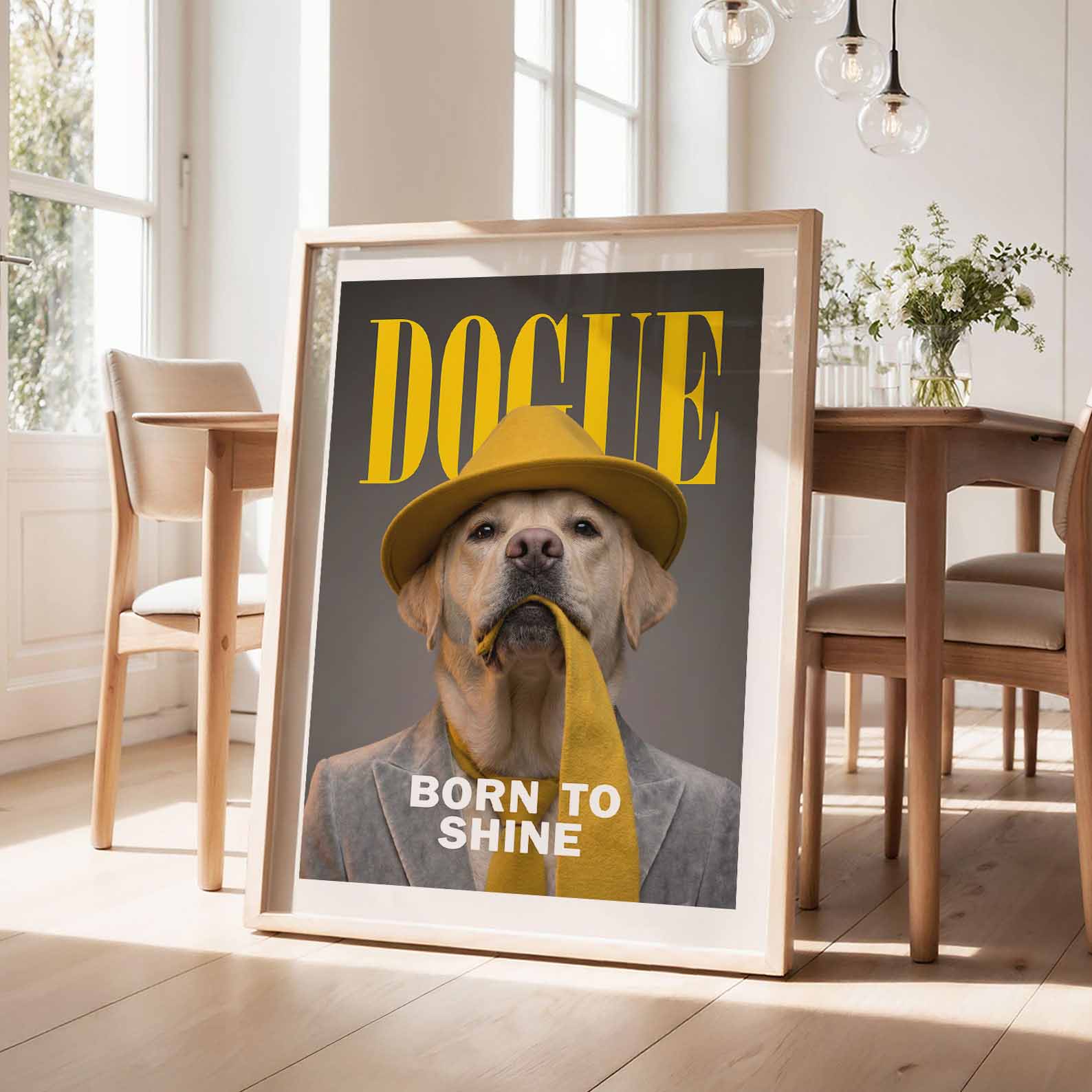 Fashion Yellow Labrador, Vertical, Framed Art