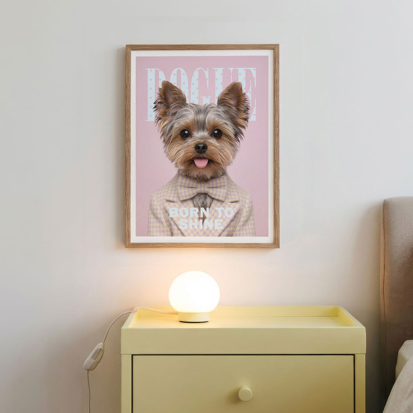 Fashion Yorkshire Terrier, Vertical, Framed Art