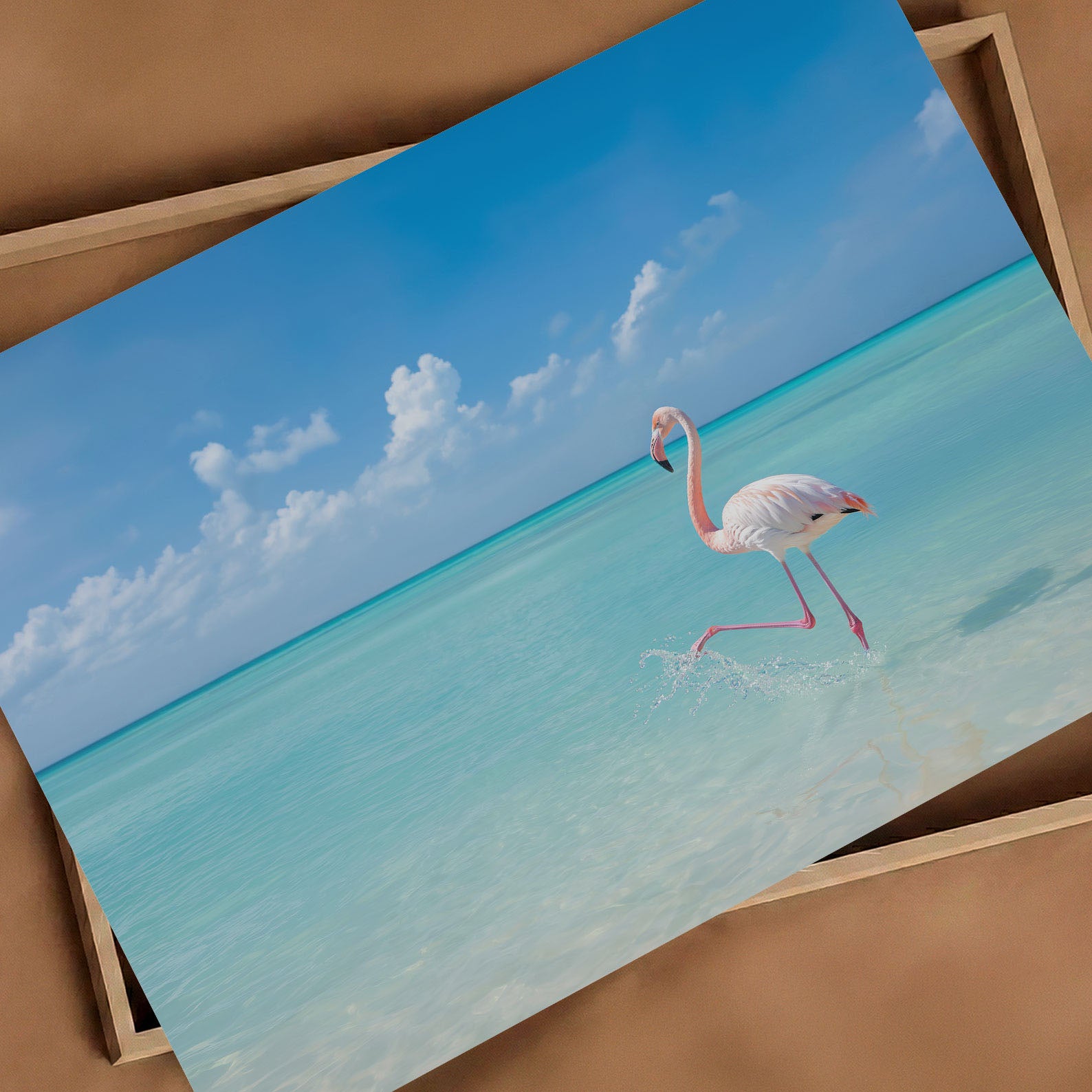 Flamingo Ocean, Horizontal, Art Print