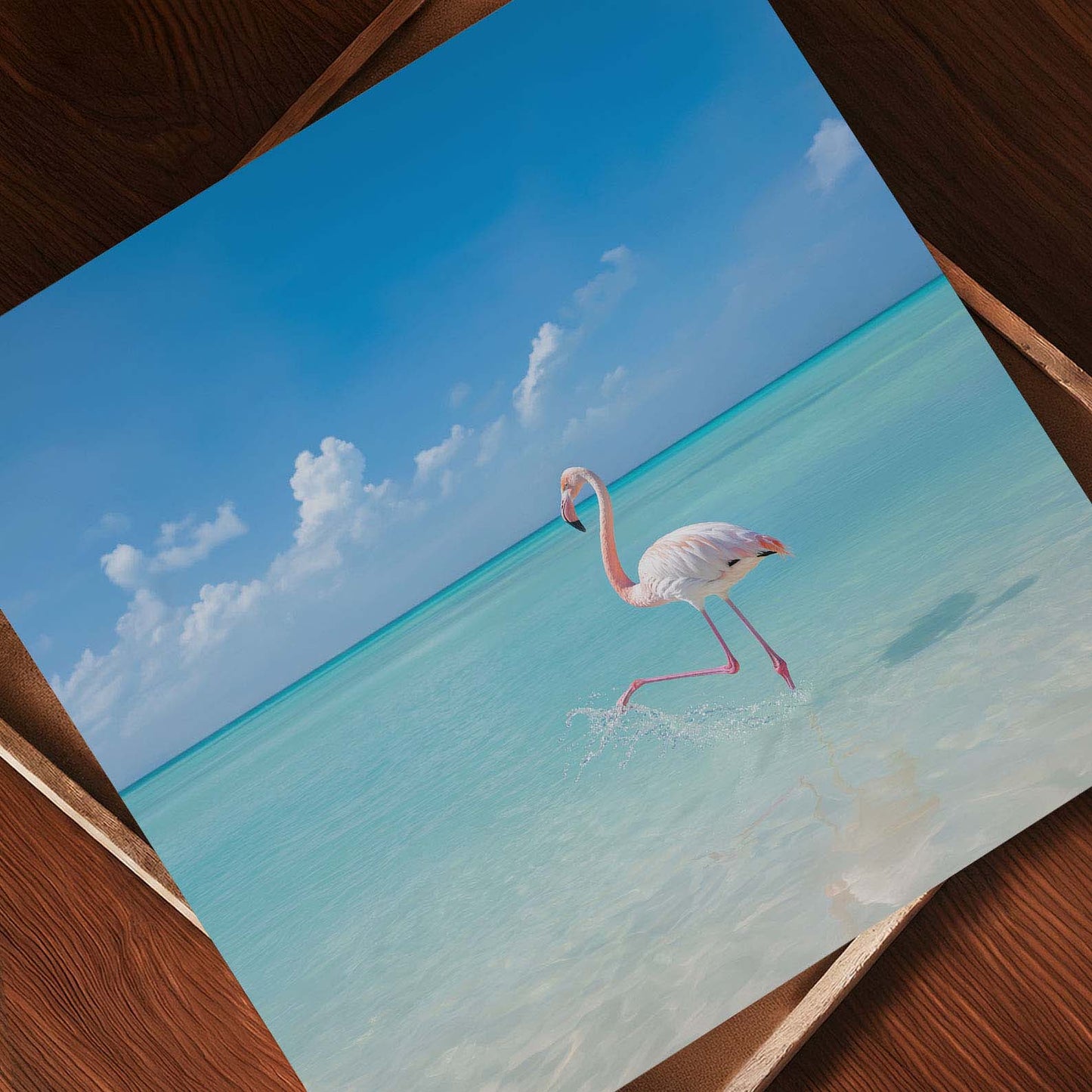 Flamingo Ocean, Square, Art Print