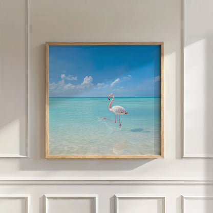 Flamingo Ocean, Square, Wall Art
