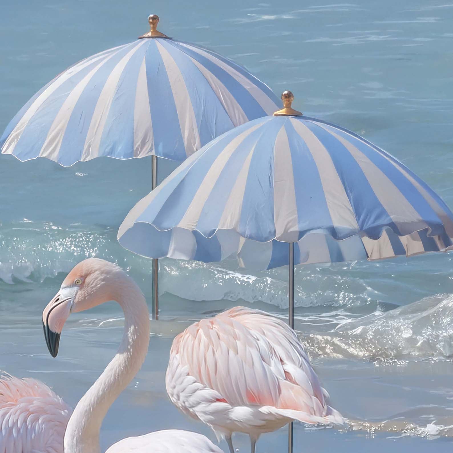 Extreme Close Up Detail Of Flamingos By The Coast