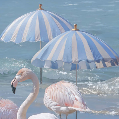 Extreme Close Up Detail Of Flamingos By The Coast