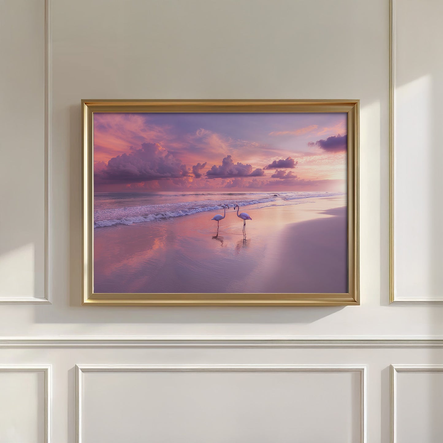 Flamingos on Beach V7-701, Horizontal