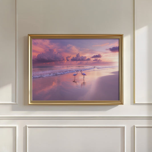 Flamingos on Beach V7-701, Horizontal