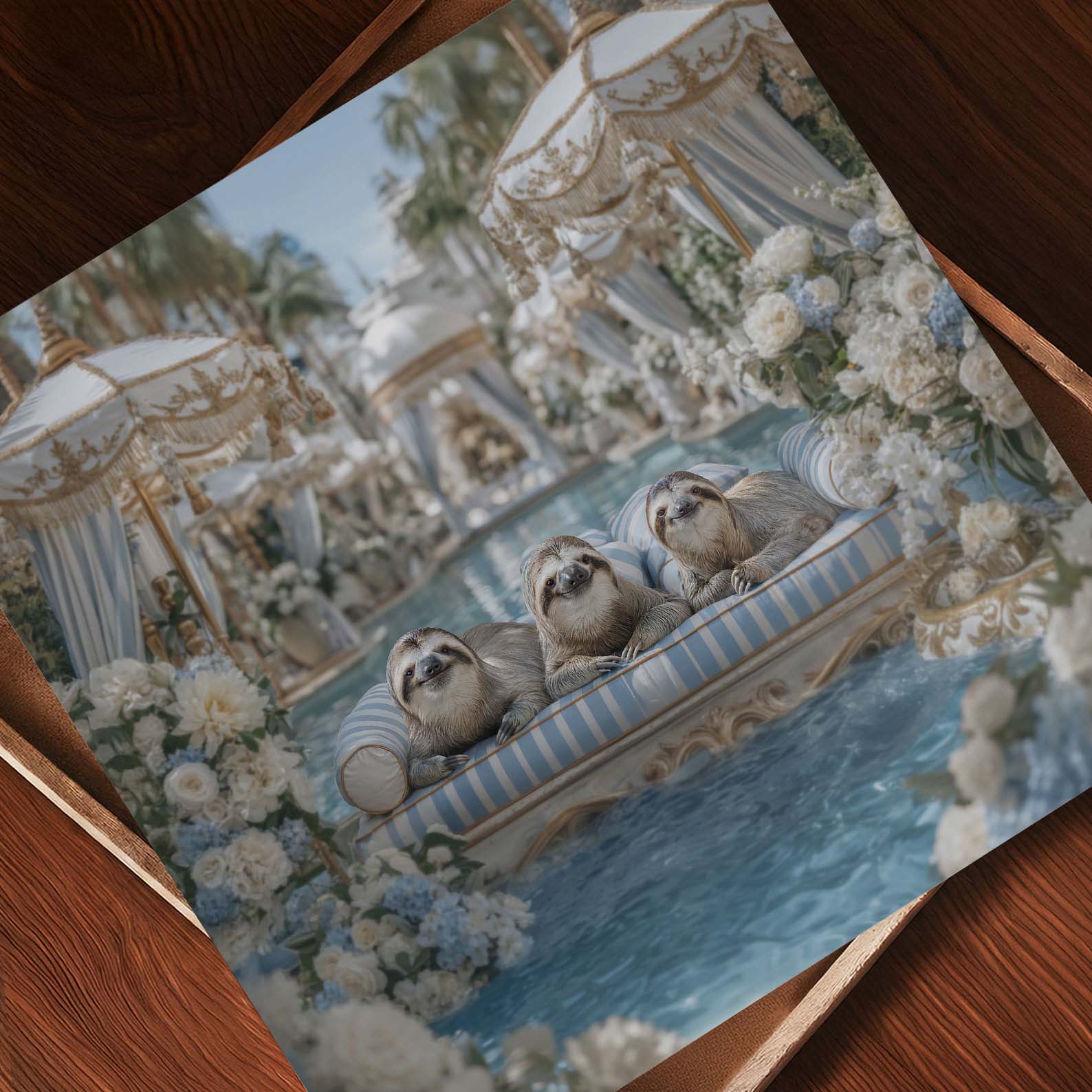 Floral Pool, Square, Art Print
