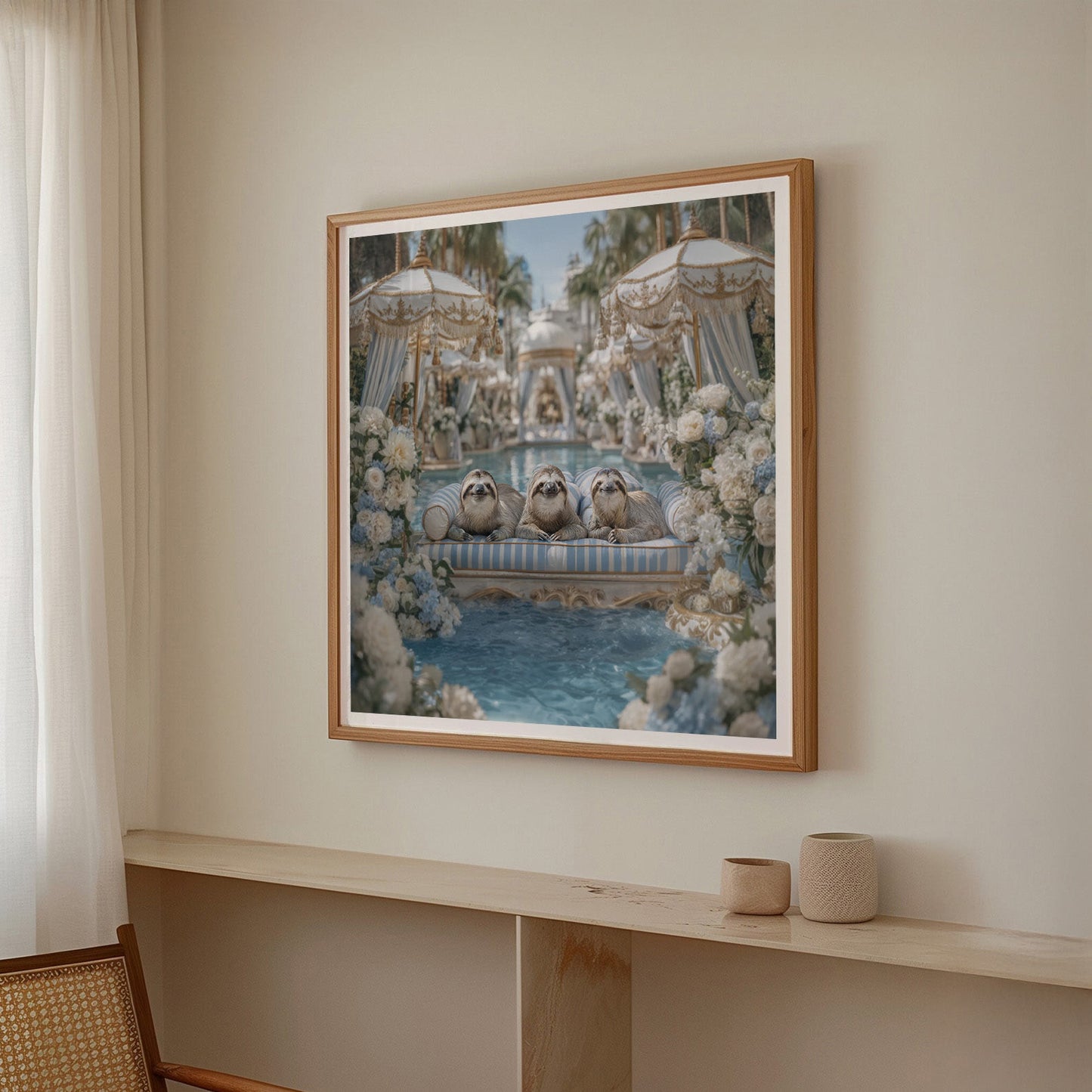 Floral Pool, Square, Framed Art