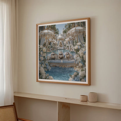Floral Pool, Square, Framed Art
