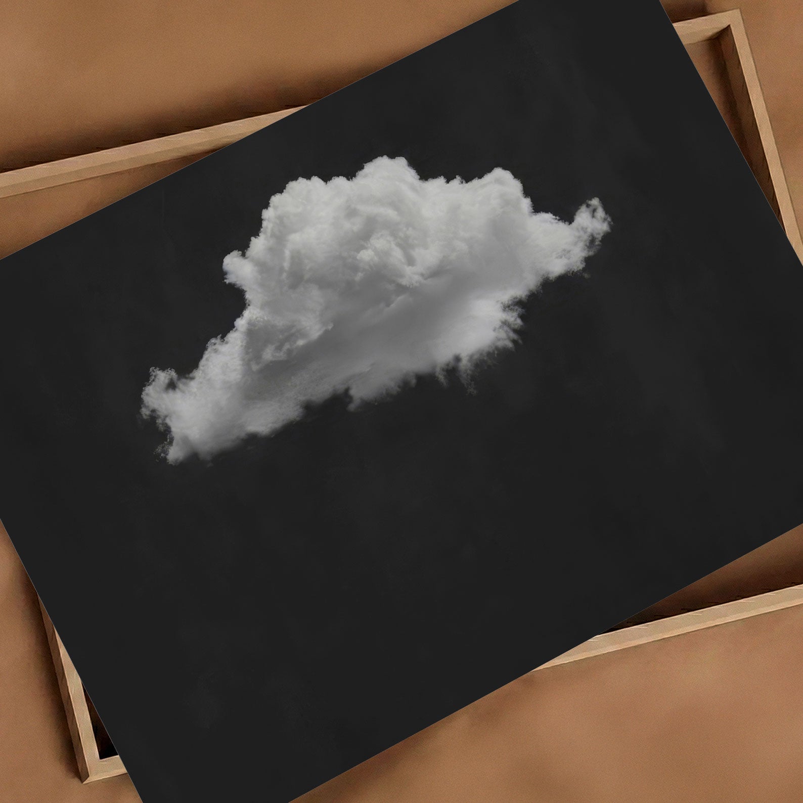 Fluffy Cloud · Black, Horizontal, Art Print