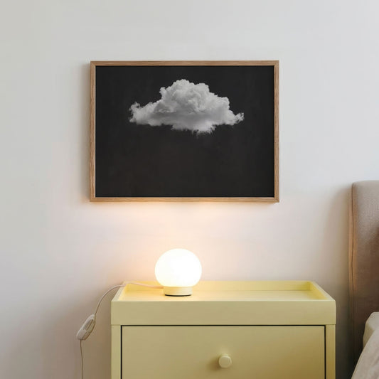 Fluffy Cloud · Black, Horizontal, Framed Art
