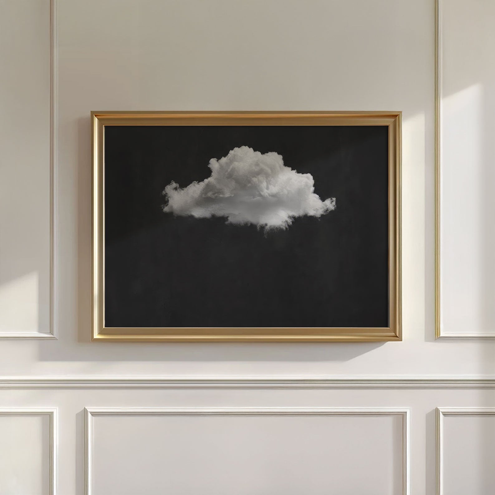 Fluffy Cloud · Black, Horizontal, Wall Art