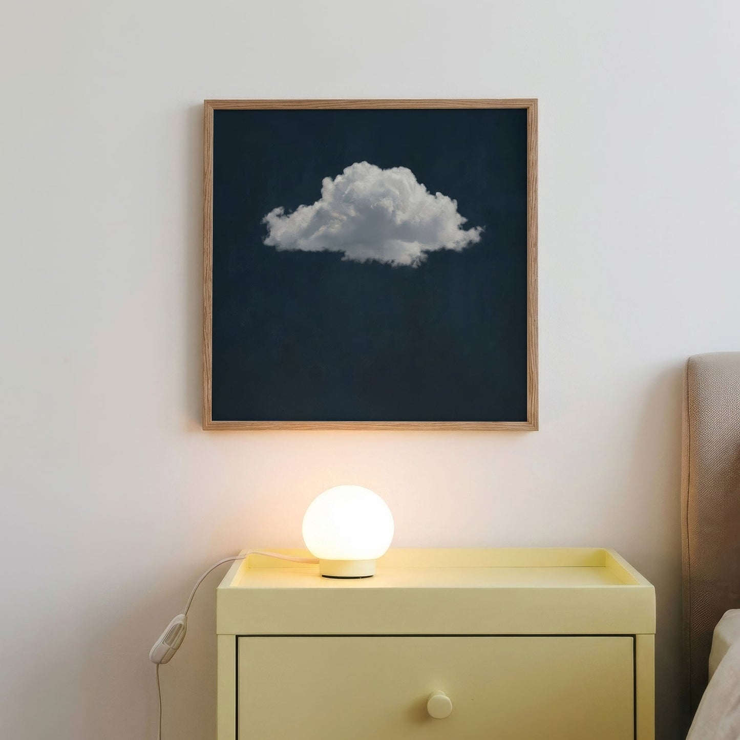 Fluffy Cloud · Blue, Square, Framed Art