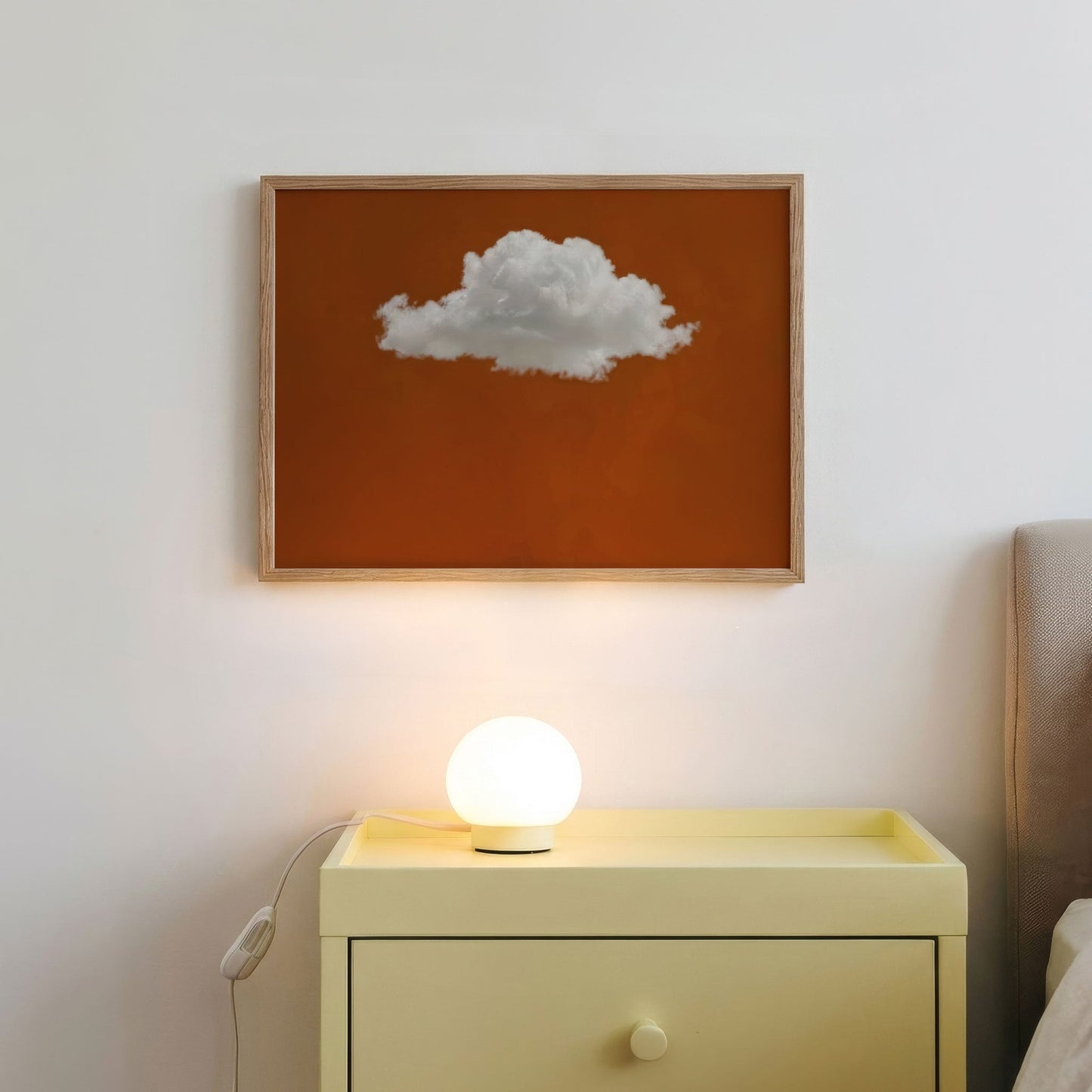 Fluffy Cloud · Burnt Orange, Horizontal, Framed Art