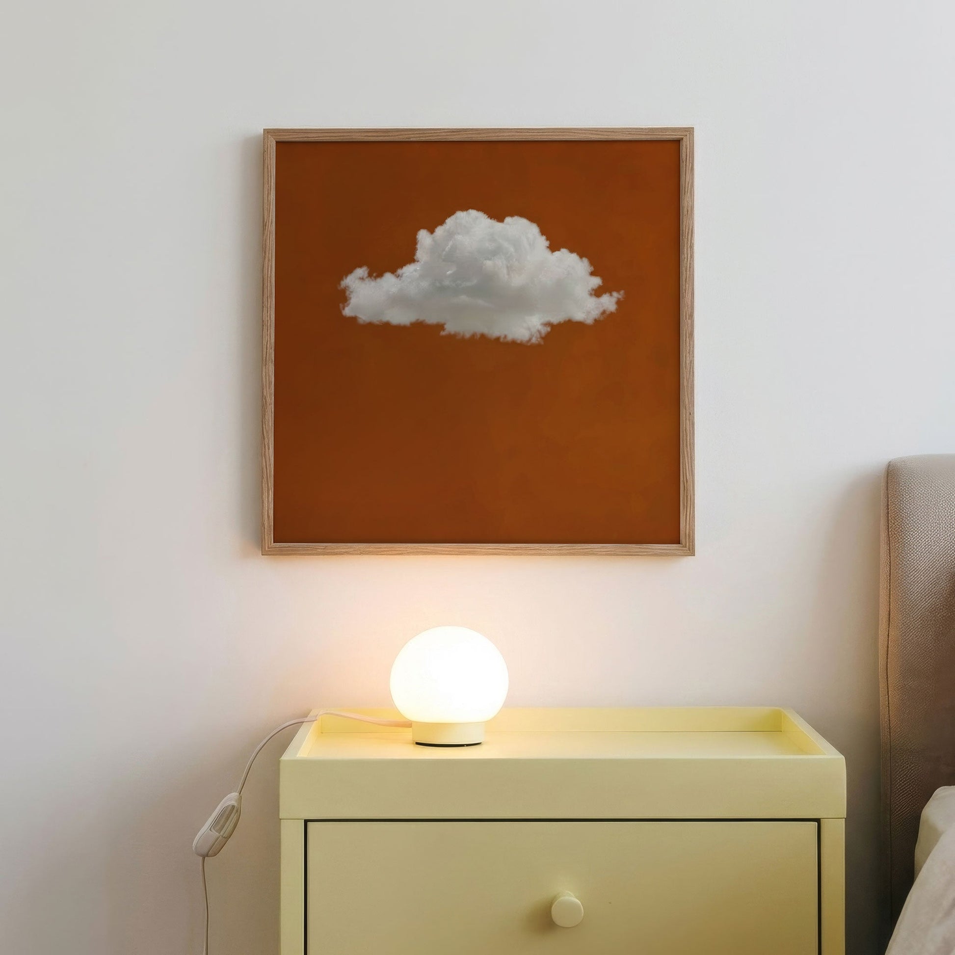 Fluffy Cloud · Burnt Orange, Square, Framed Art