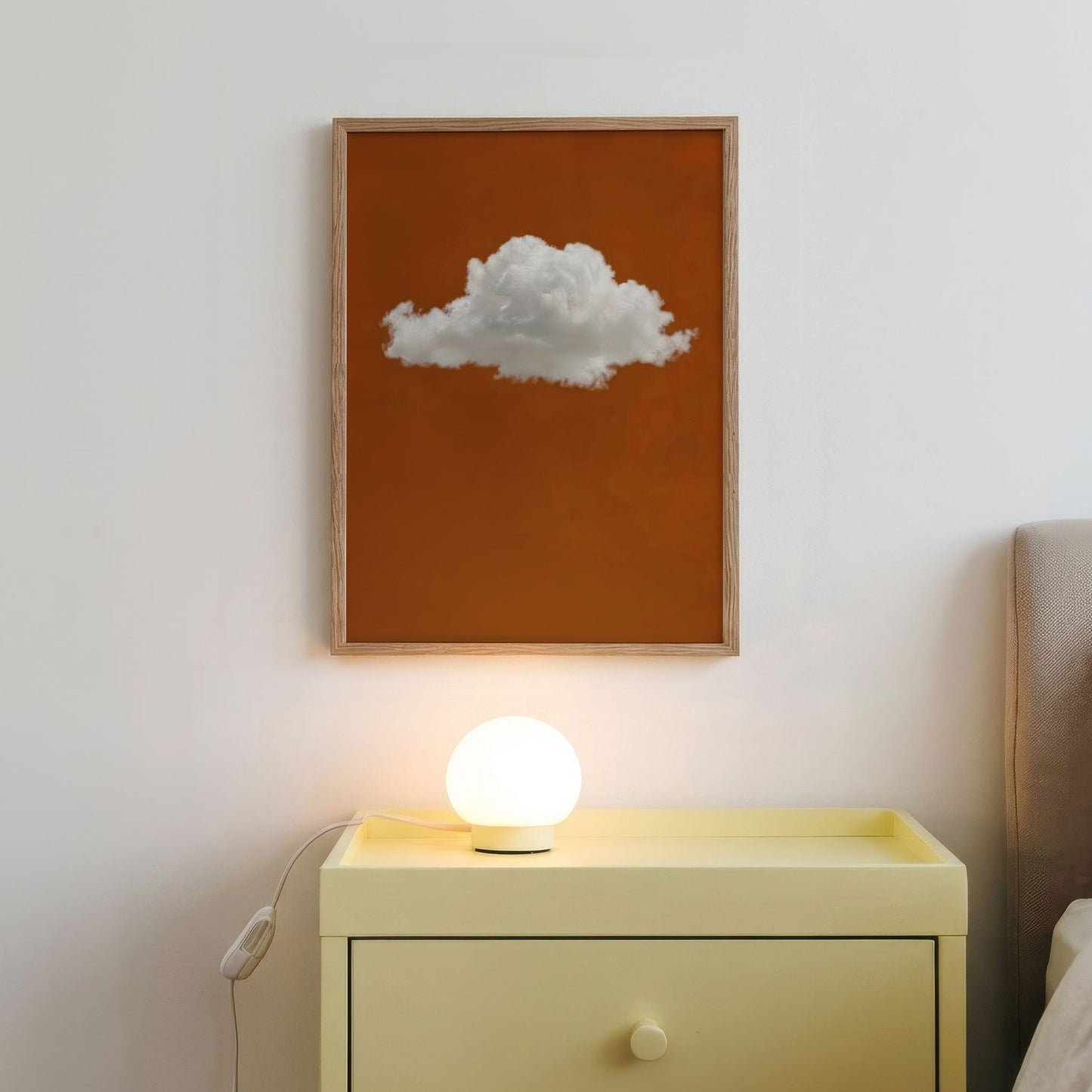 Fluffy Cloud · Burnt Orange, Vertical, Framed Art