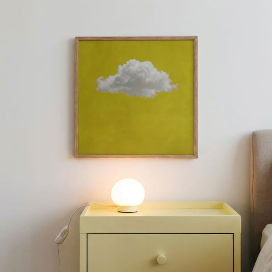 Fluffy Cloud · Mustard Yellow, Square, Framed Art