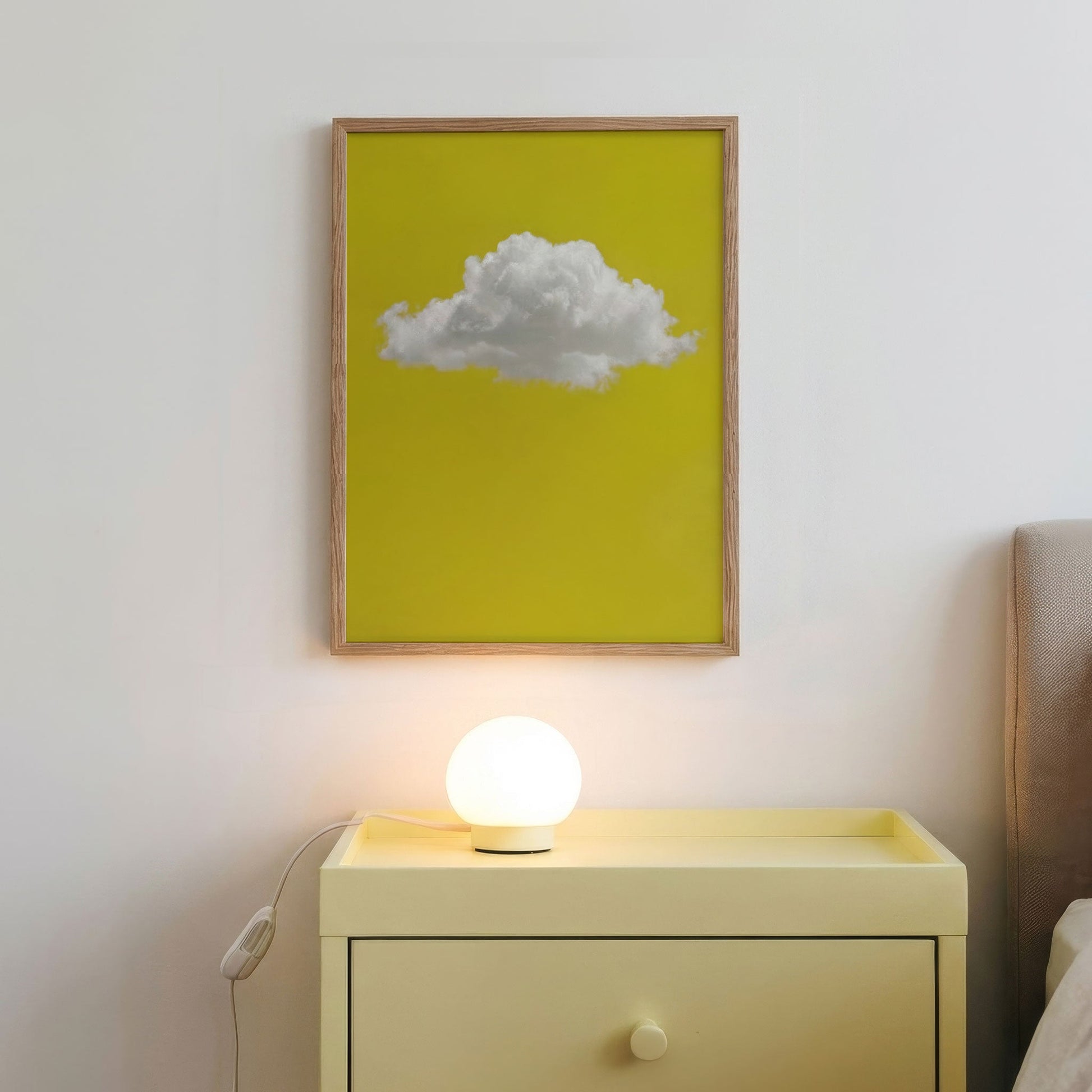 Fluffy Cloud · Mustard Yellow, Vertical, Framed Art