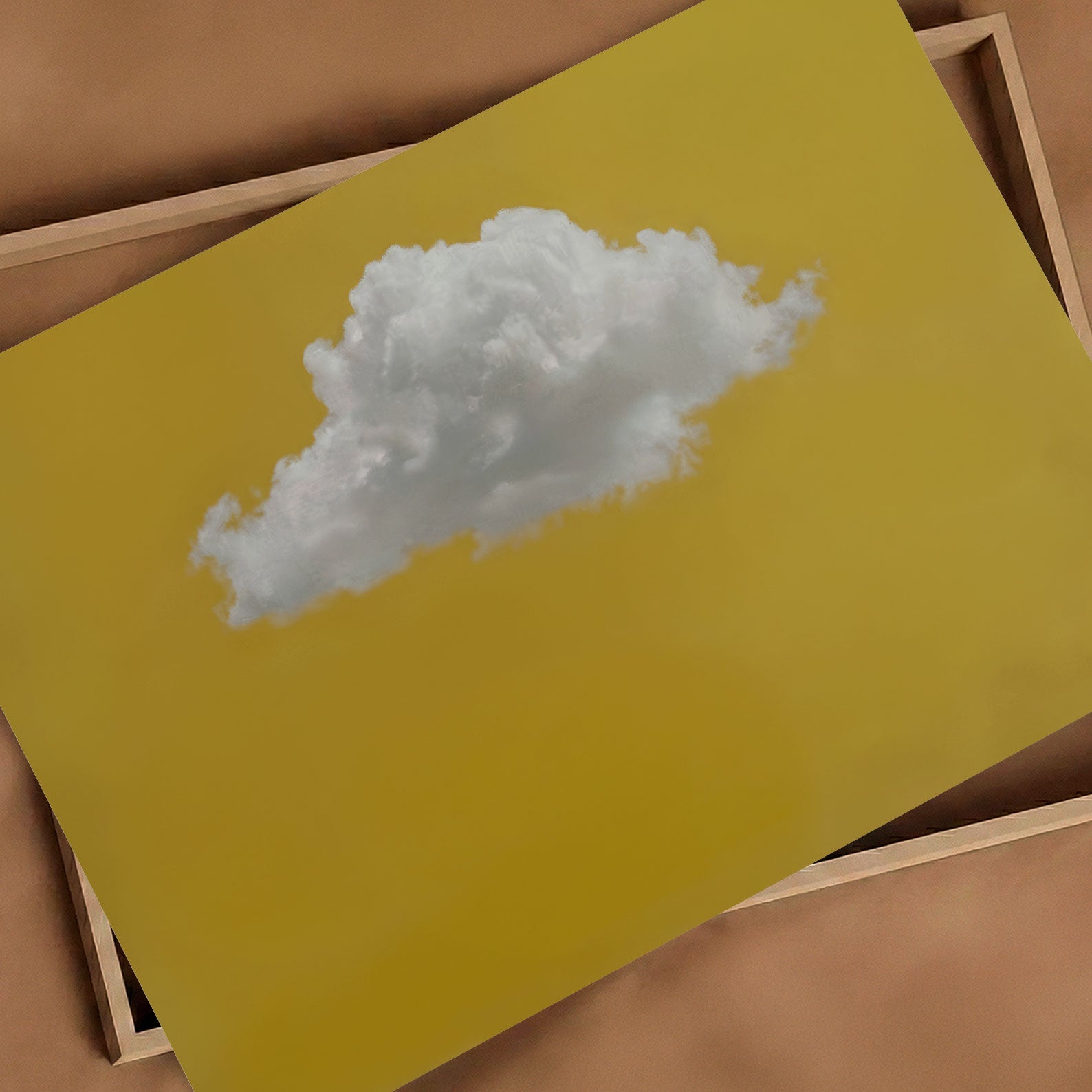 Fluffy Cloud · Ochre Yellow, Horizontal, Art Print