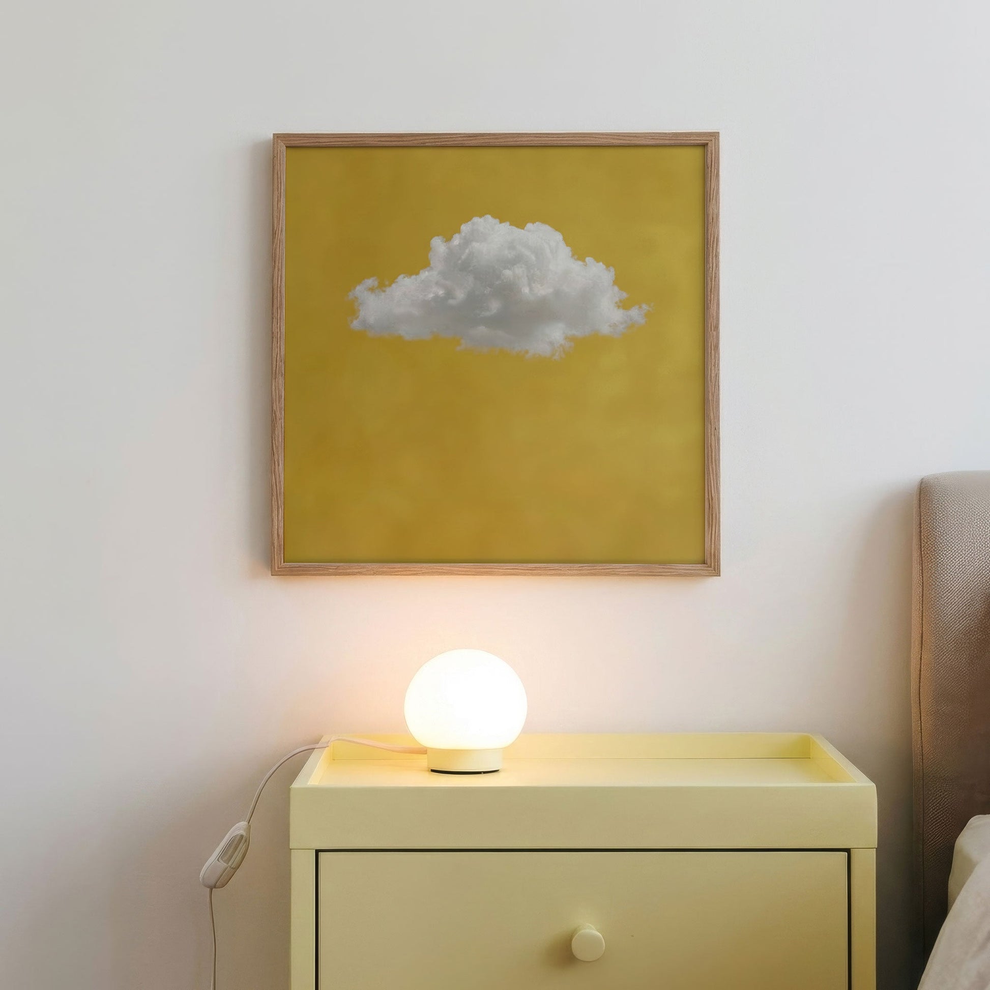 Fluffy Cloud · Ochre Yellow, Square, Framed Art