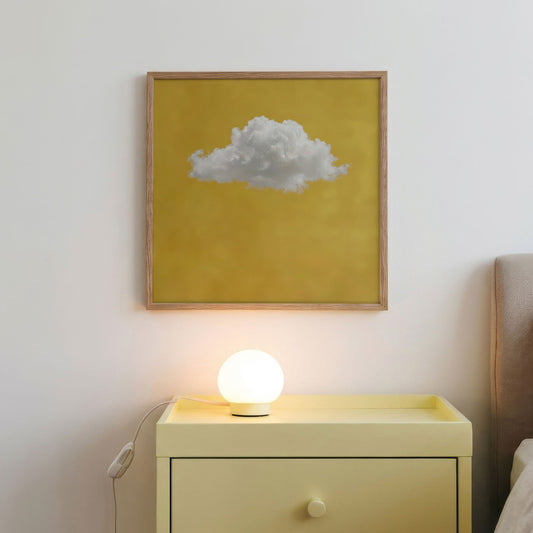 Fluffy Cloud · Ochre Yellow, Square, Framed Art