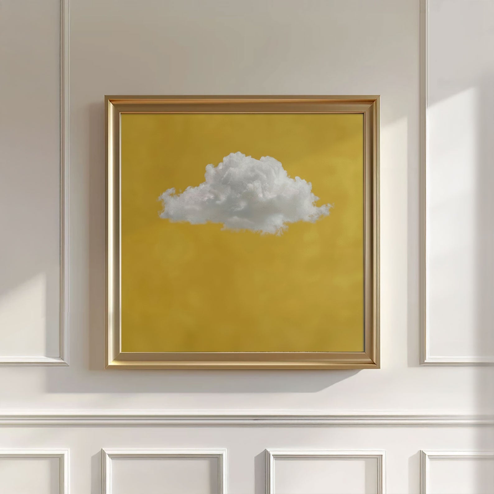 Fluffy Cloud · Ochre Yellow, Square, Wall Art